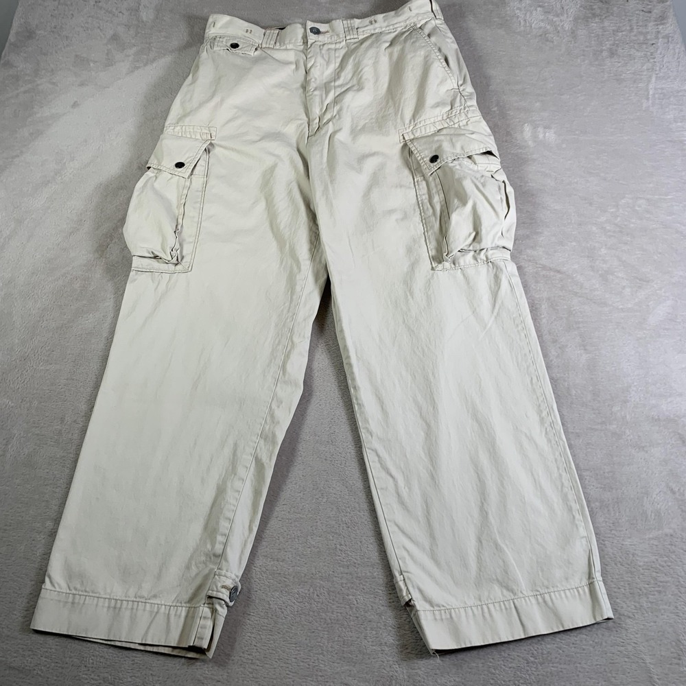 Polo Ralph Lauren Nautical Pants Men 34x30 Khaki Beige 100% Cotton Cargo Vintage